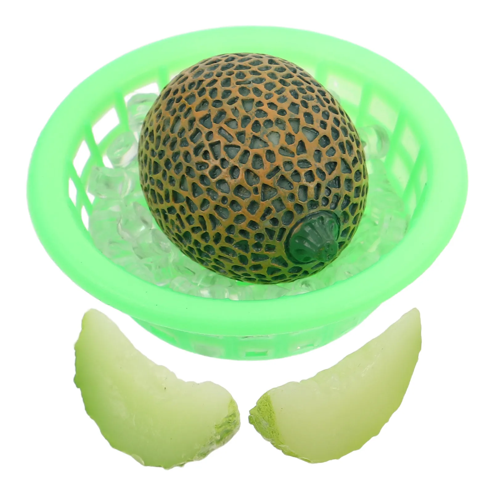 

1Set Miniature Cantaloupe Iced Fruit Realistic Artificial Kitchen Fake Fruit Home Decor Photography Prop Dollhouse Display