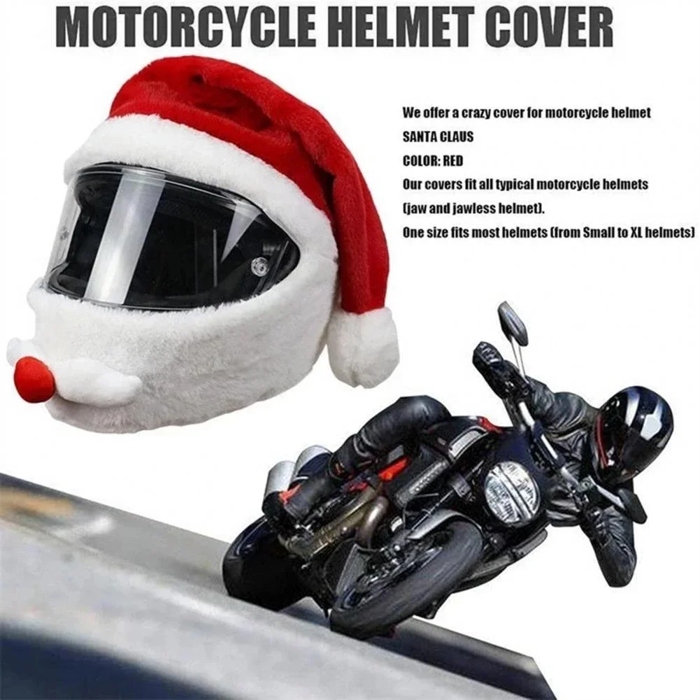 Motorcycle helmet christmas hat Plush Handmade Cute Helmet Cover Christmas Style Festive Touch  hood Sleeve