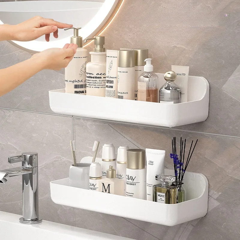 Bathroom Shelf No Drill Wall Mounted Shampoo Bottle Shower Corner Rack Toilet Storage Rack Plastic Bathroom Kitchen Accessories