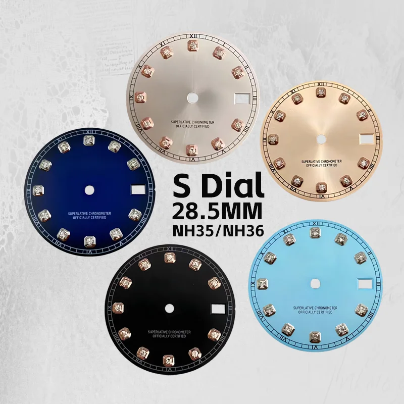 

28.5mm S Logo Sunburst Dial Suitable for NH35/NH36 Movement Watch Modification Parts