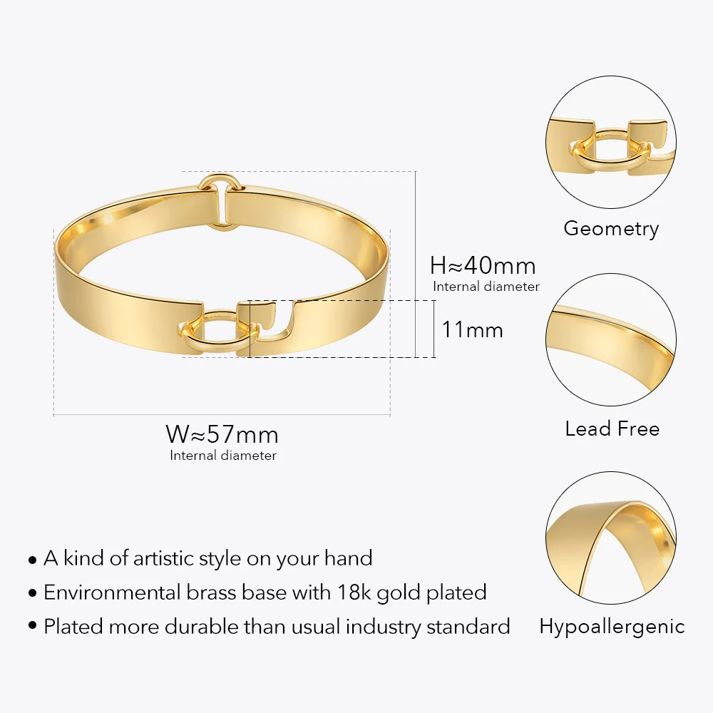 ENFASHION Pulseras Punk Hook Ring Bangle For Women Gold Color Delicate Bracelet Graduation Fashion Jewelry Dropshipping B222327