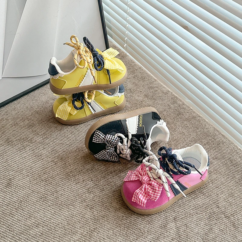 

Fashion New Girl's Sports Shoes Causal Sweet Bowknot Kids Running Sneakers Elegant Lace Versatile Children's School Tennis Shoes