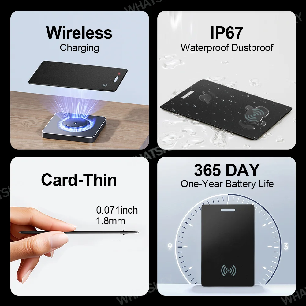 Draadloos opladen Ultradunne slimme anti-verloren traceable auto's Tracker-kaartapparaat GPS-locator voor Google Android Vind mijn apparaat