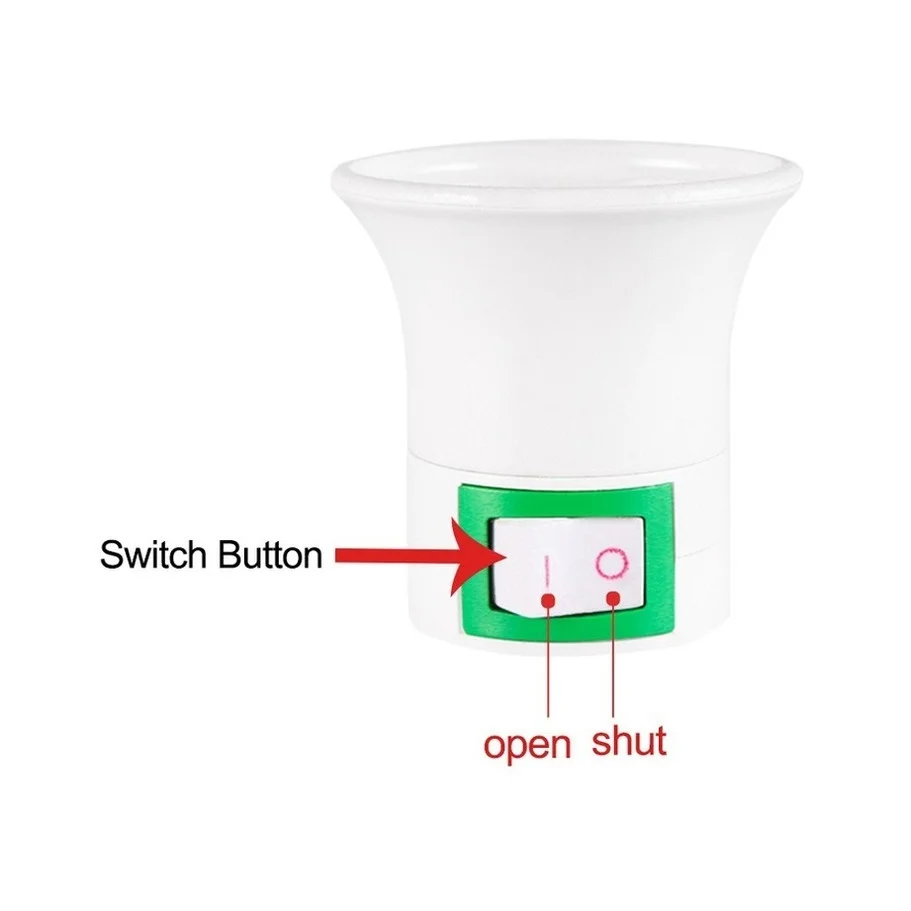 AvvRxx-Adaptador de bombilla con enchufe de la UE, convertidor de luz LED E27 de tipo Base a ca de 220V, interruptor de botón de encendido/apagado