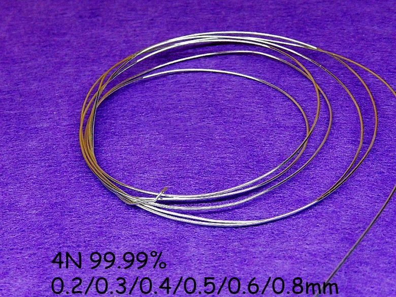 1m 4N S99.99 High Purity Sterling Silver Wire Handmade for Fever Audio diy 0.2mm 0.3mm 0.4mm 0.5mm 0.6mm 0.8mm Silver Cable