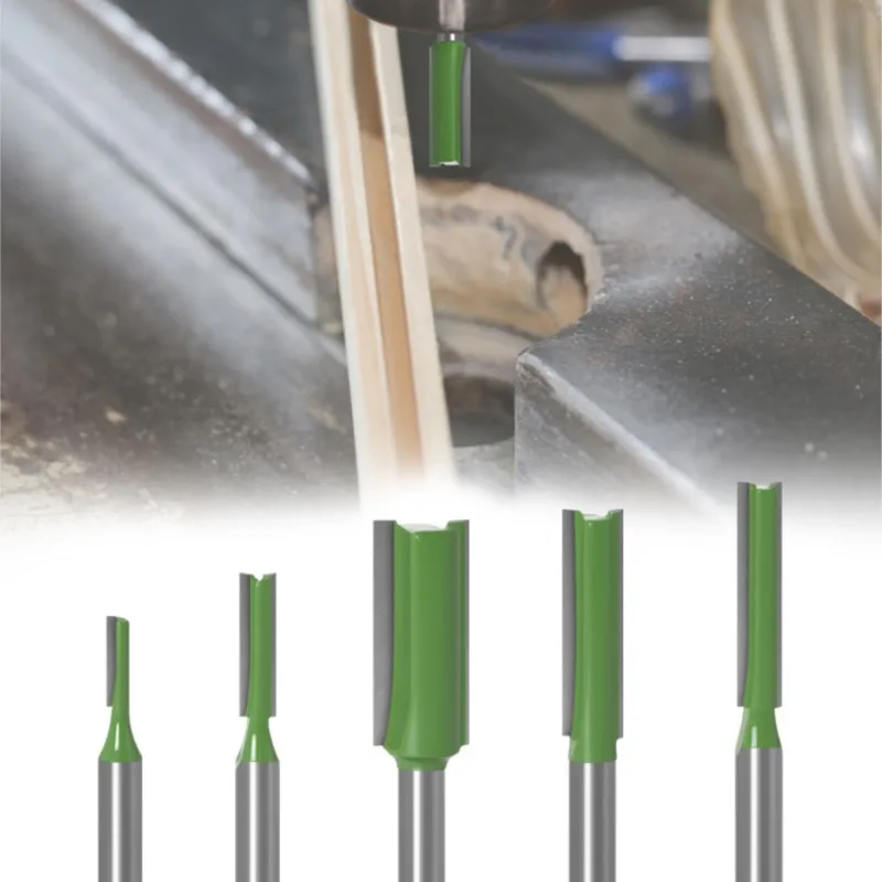 U-TOOLS Flush Trim Router Bits 7pcs 6mm 6.35mm Shank Milling Cutter Single Double Flute Straight Bit For Woodworking Tools