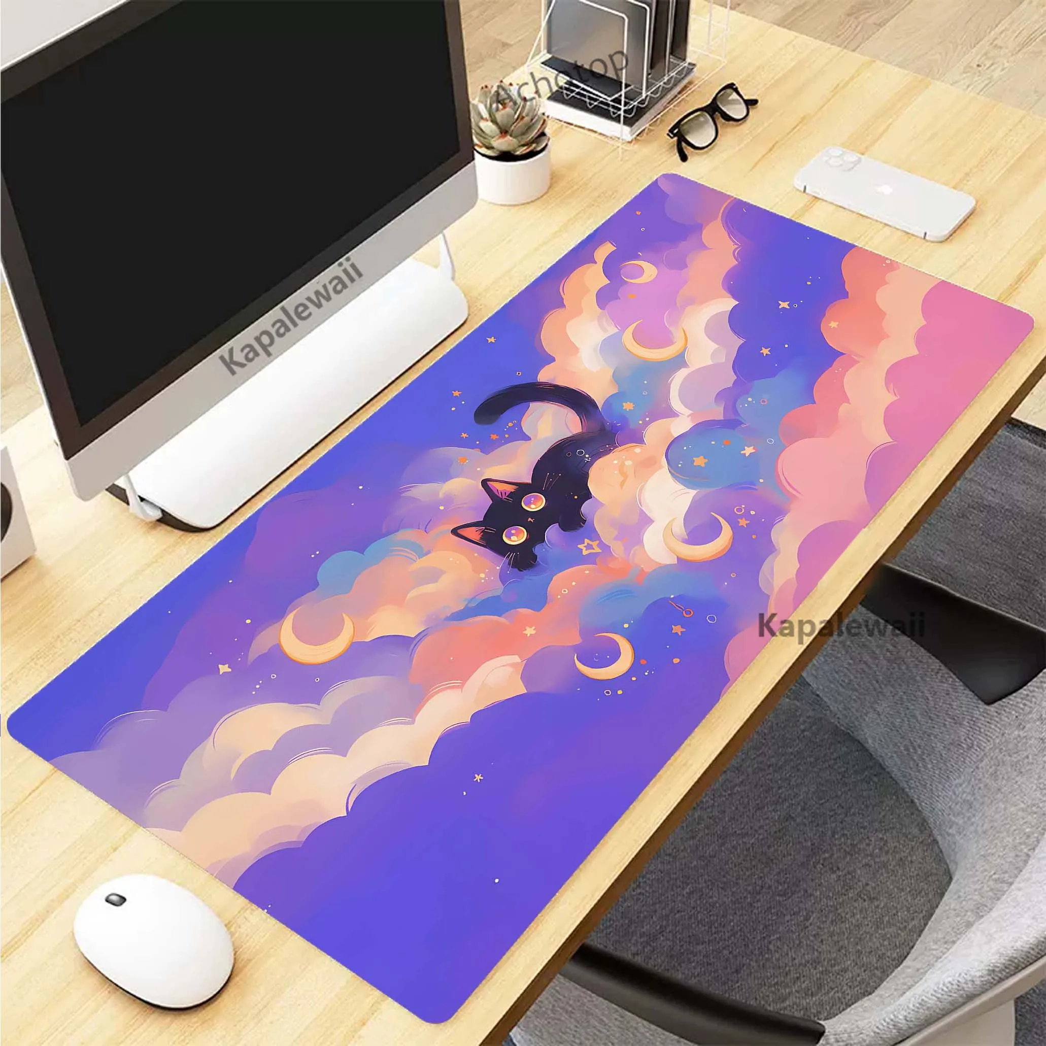 Colorful Cat Pink Cute Kawaii Large Mouse Pad Pc Gamer Mousepad HD Print Gaming Keyboard Pads XXL Table Carpet Rubber Desk Mat