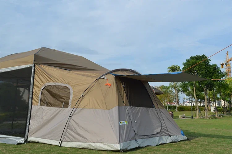 Factory Direct High Quality Outdoor Fold  Camping  Extension Tent, Fiberglass Pole  Family Tent with Oxford Fabric