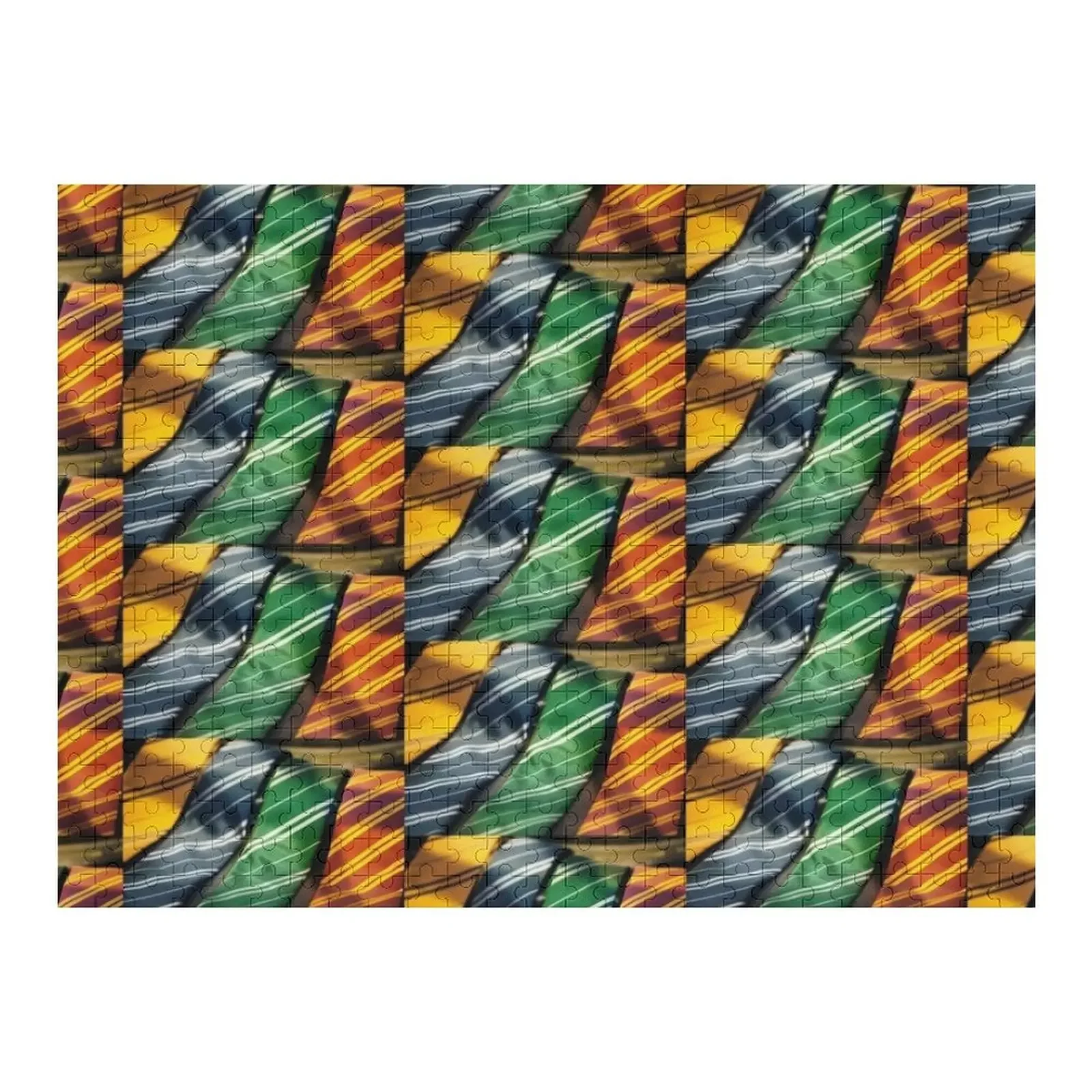 

Пазл с желтыми, синими, зелеными и красными галстуками. Персонализированный детский предмет. Деревянный пазл с животными.