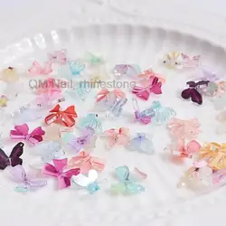 wholesale 20pcs/pack 50styles Resin Lifelike Butterfly bow INS Hot Nail DIY Nail Art Jewelry Accessories high quality