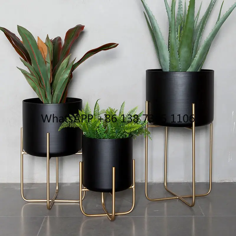 

Flower pot creative indoor bonsai light luxury floor-to-ceiling flowers golden porch wrought iron plant flower stand decoration