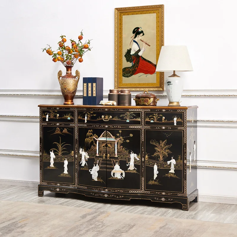 LTT piano paint side cabinet three buckets four door cabinet entry door gold foil porch cabinet storage