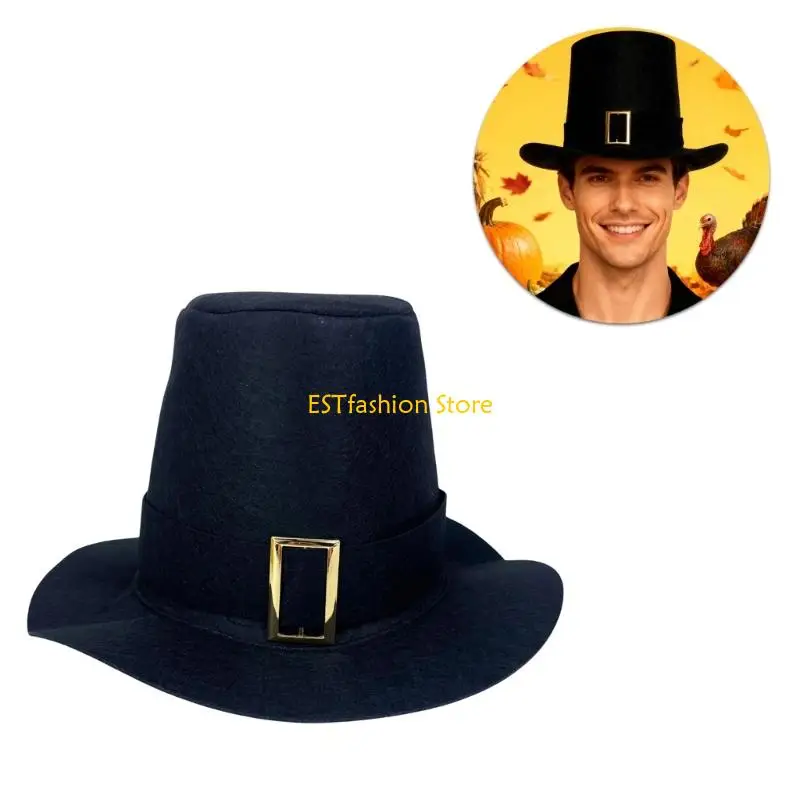 

Y5GC Шерстяная шляпа паломника, легкий в уходе пыленепроницаемый цилиндр, костюмный реквизит, головной убор