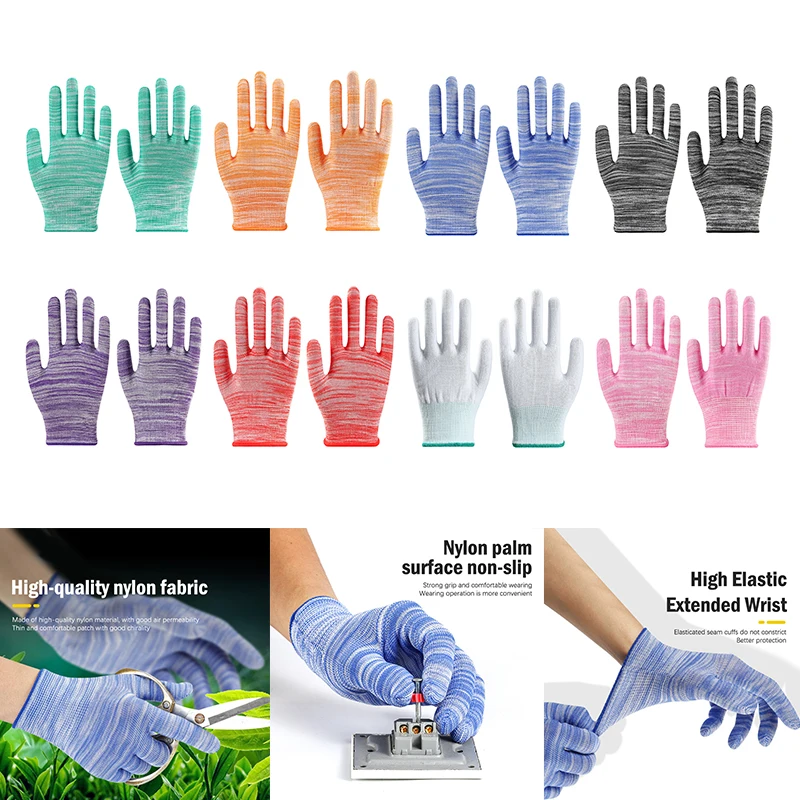 1Pair Nylon Non-Slip Working Gloves Stripe Gardening Gloves Housekeeping Gloves For Yard Cleaning Planting Working