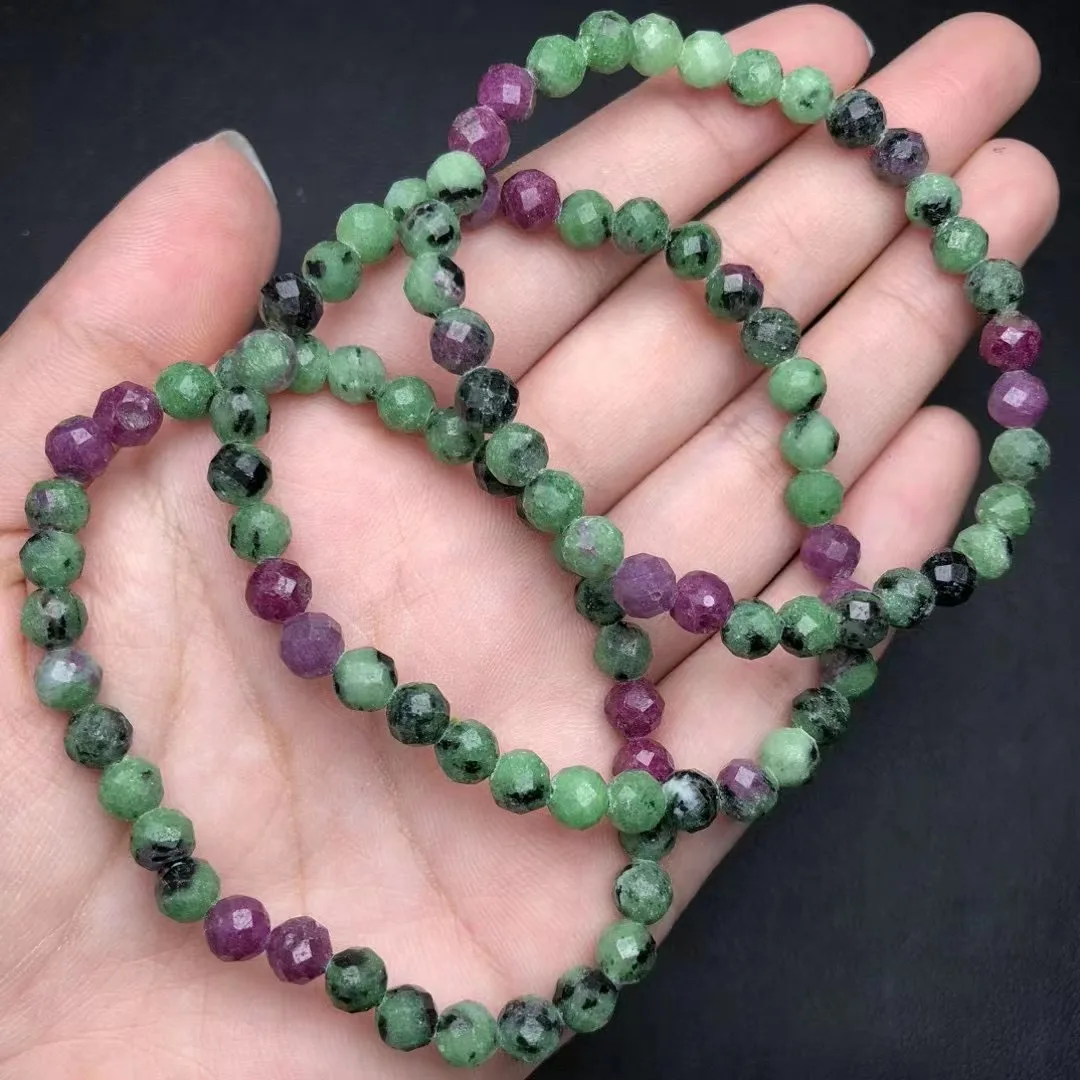 Unit One Bracelet 5mm Hot Selling Natural Ruby Zoisite Crystal Healing Faceted Bead Bracelet