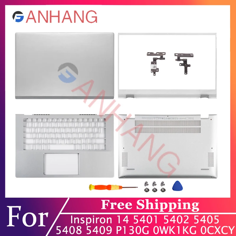 NOVO Para Inspiron 14 5401 5402 5405 5408 5409 P130G Tampa Traseira LCD/Moldura Frontal/Apoio para as Mãos Tampa Superior Dobradiças Inferiores 14 polegadas 0WK1KG 0CXCY