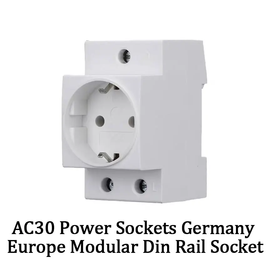 

Eu AC30 Power Sockets Germany Europe Modular Din Rail Socket 10A 16A 250V Industrial Distribution Box Adapter Connector CE