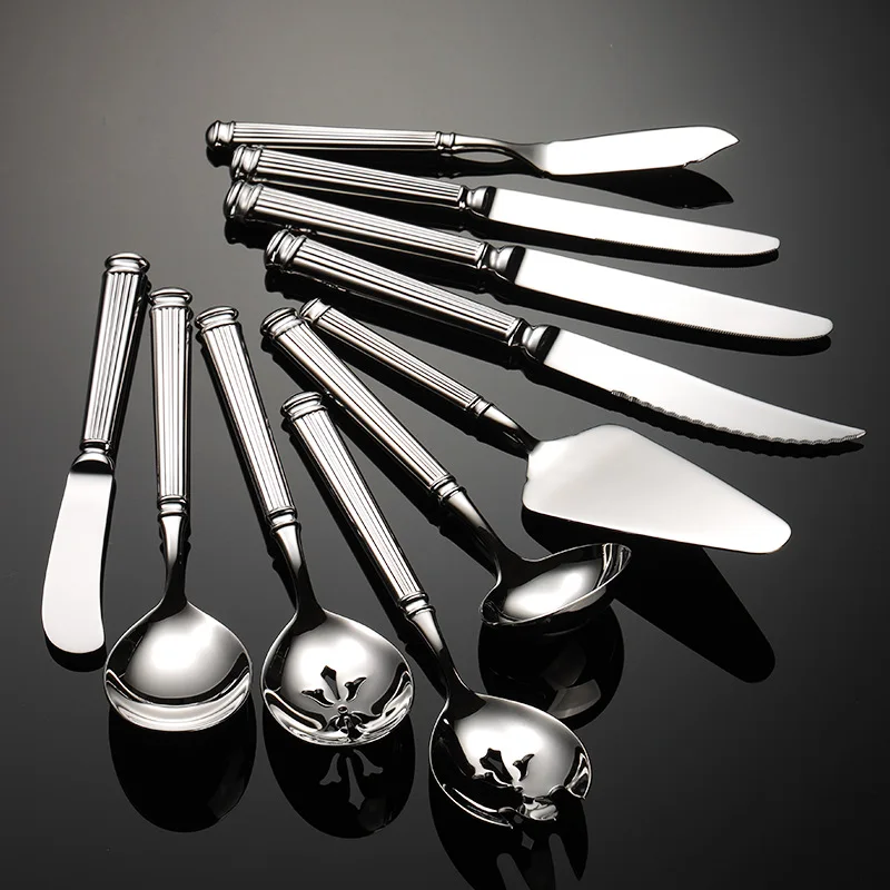 High Value 420 Stainless Steel Roman Cutlery Set Public Spoon Fork Knives Silverware Western Hotel Table Decoration Luxury Gift
