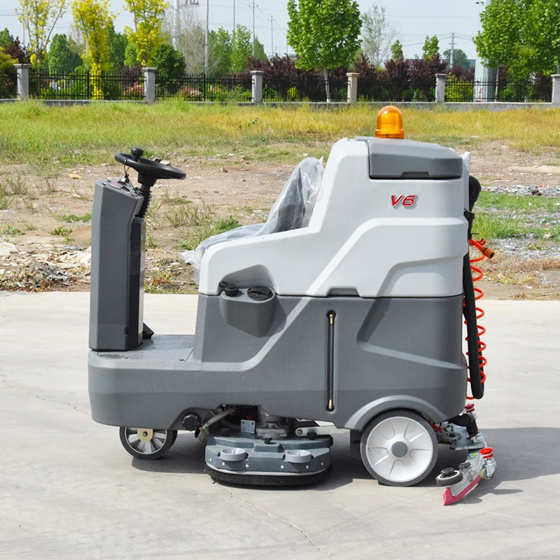 Factory Direct V6 Electric Ride-On Commercial High Pressure Floor Scrubber 1200mm Squeegee 180L Recovery Tank for Fast