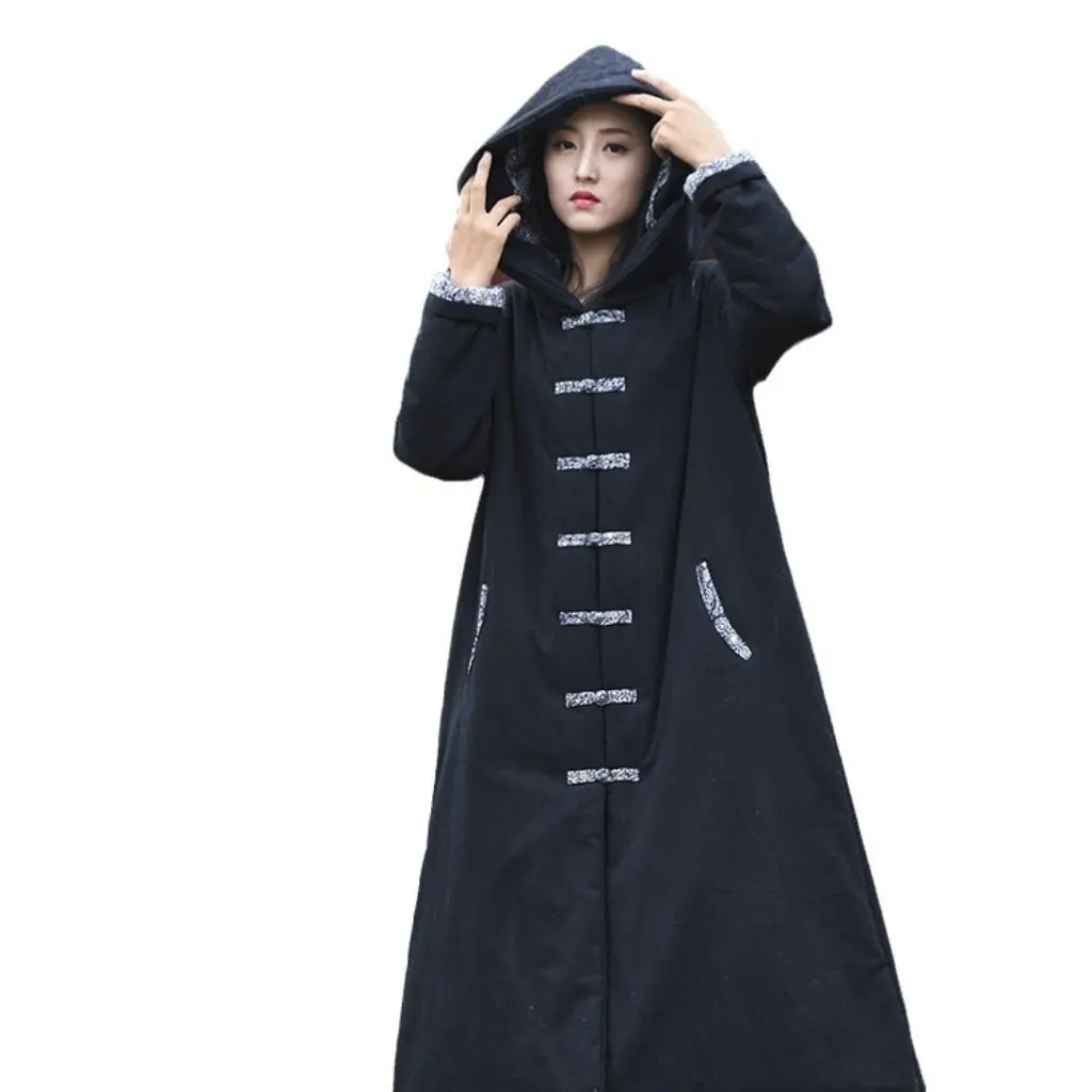 

Women's Vintage Witch Robe Warm Cotton Coat Autumn/Winter New Arrivals Washed Wrinkle Fabric Nianbaixiu Textile Cotton Clothing
