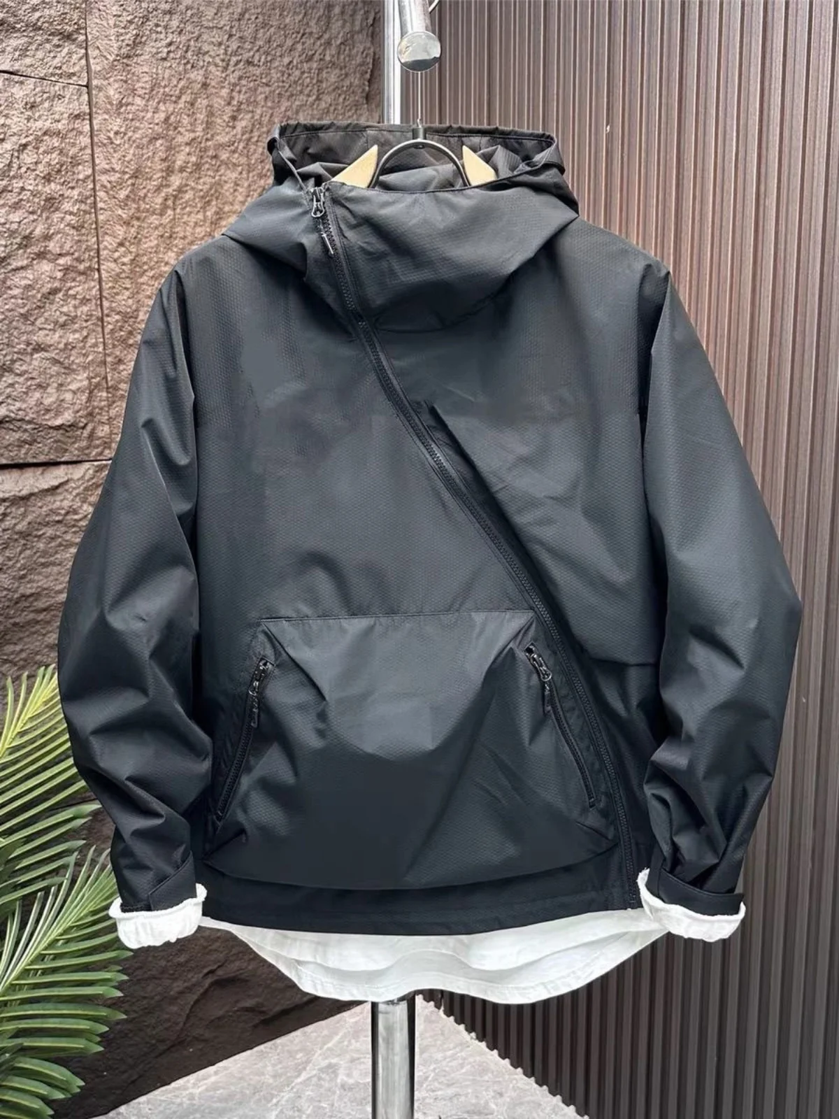 

YJANGDE Men's Cotton Jaet Winter Faion Brand Windproof Zipper Hooded Casual American Sle Top Polyester Fabric Long Sl...