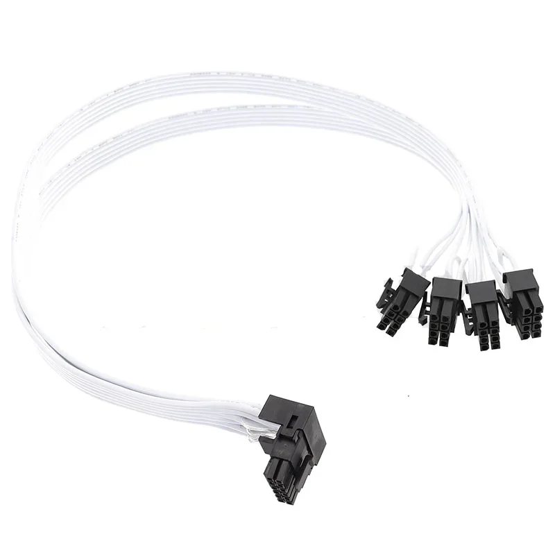 New 4 * CPU 8-pin to 16 pin male PCI-E 5.0 12VHPWR RTX 4090 90 elbow black white for Corsair PSU adapter cable