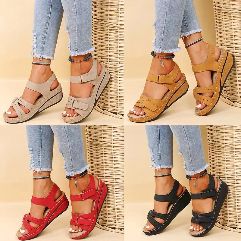 Neue Damen-Sandalen: Weiche Slip-on-Sandalen mit offener Zehenpartie für Spaziergänge und Partys – Bequemes Damenschuhwerk