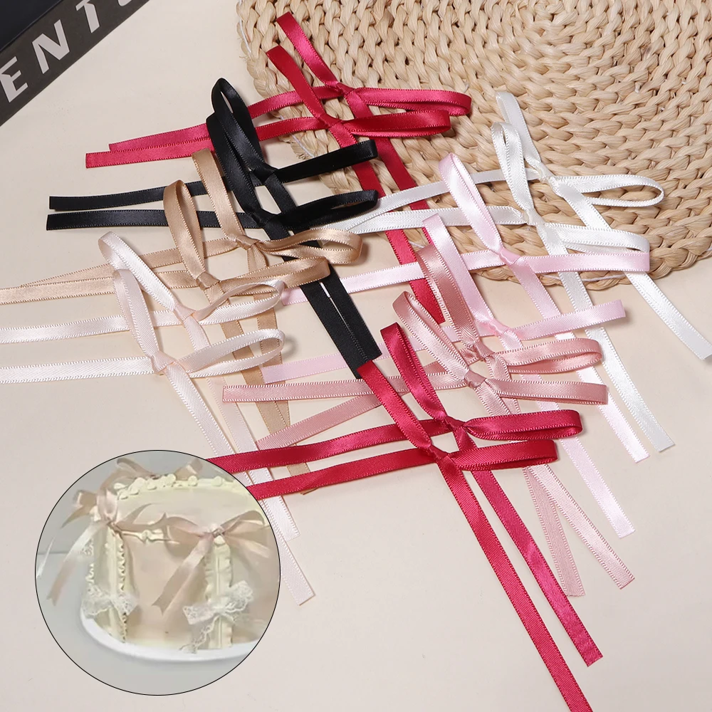 10pcs Ribbon Bow Cake Toppers Bowknot Sweet Bowknots For Wedding Birthday Party Valentine's Day Bouquet Gifts Dessert Cake Decor