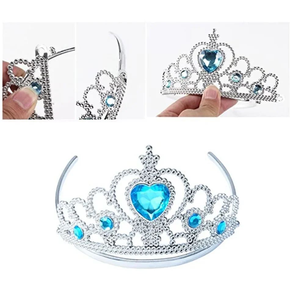 Girl Elsa Cosplay Accessories Kids Princess Snow Queen Dress Up Jewelry Wand Crown Necklace Earclips Photography Role Play Props view 5