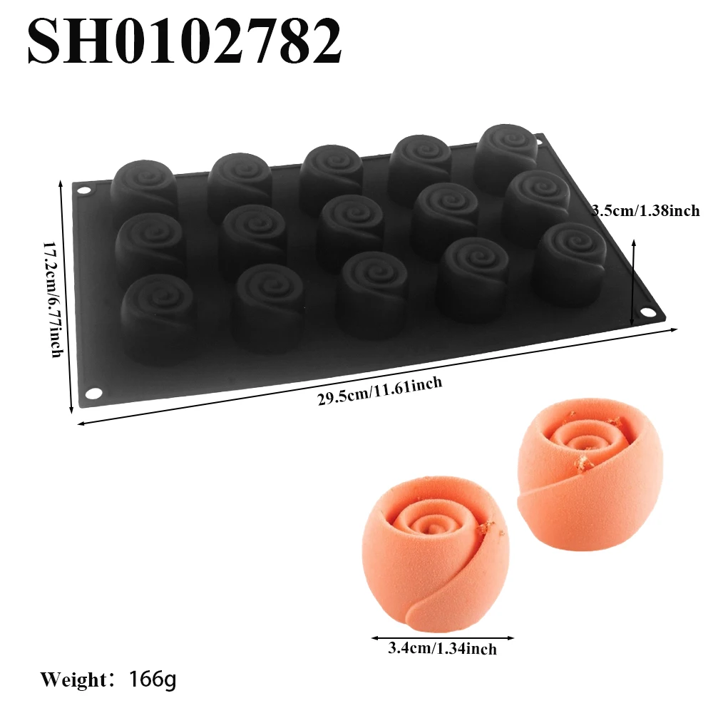 Valentine's Day 15-Cell Rose Bud Design Silicone Mousse Cake Mold Chocolate Mould Food Grade Kitchen Dessert Baking Tools view 5