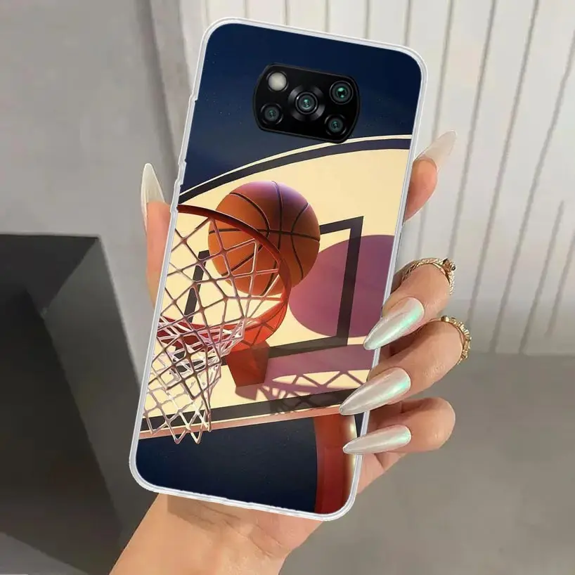 Funda de teléfono deportiva para baloncesto, carcasa suave con estampado para Xiaomi Poco X6, X5, X4, X3, Nfc, F6, F5, F4, GT, F3, F2 Pro, F1, M5S, M4, M3, 5G