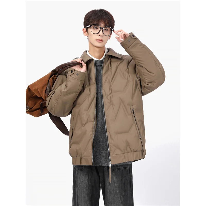 Men's Winter Outdoor Sports Leisure Down Jacket Large Size Solid Color Fashionable Trendy Cold Proof Wind Proof Warm Down Jacket