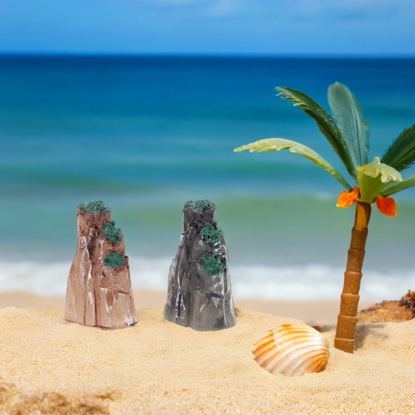 

2Pcs Realistic Fake Bonsai Mountain Miniature Rockery Aquarium Decor Fish Tank Ornaments Indoor Landscaping Decoration