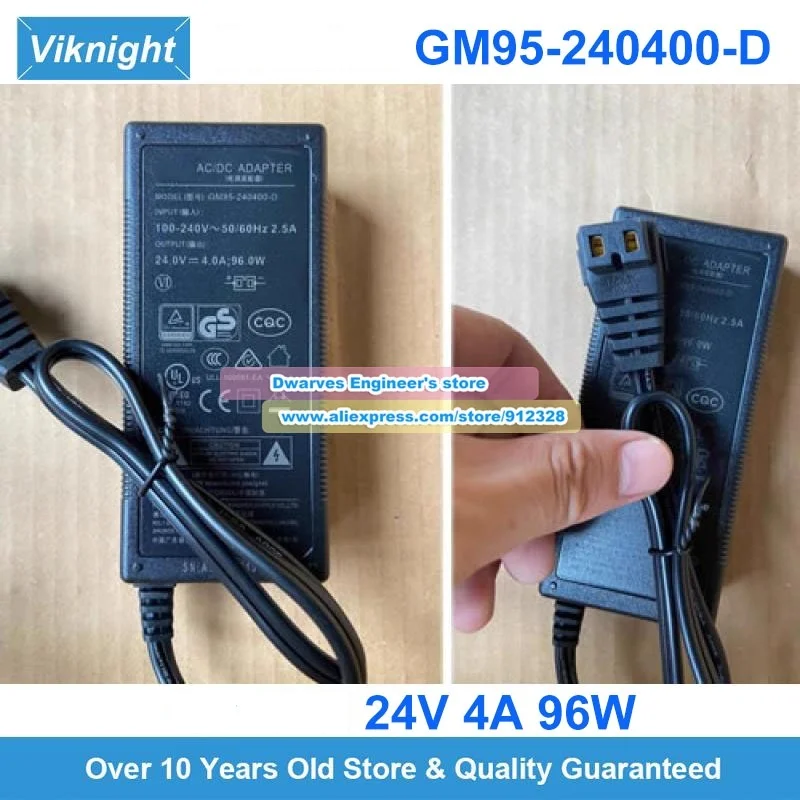 GM95-240400-D AC Adapter 24V 4A 96W Laptop Charger for Car Refrigerator Power Supply