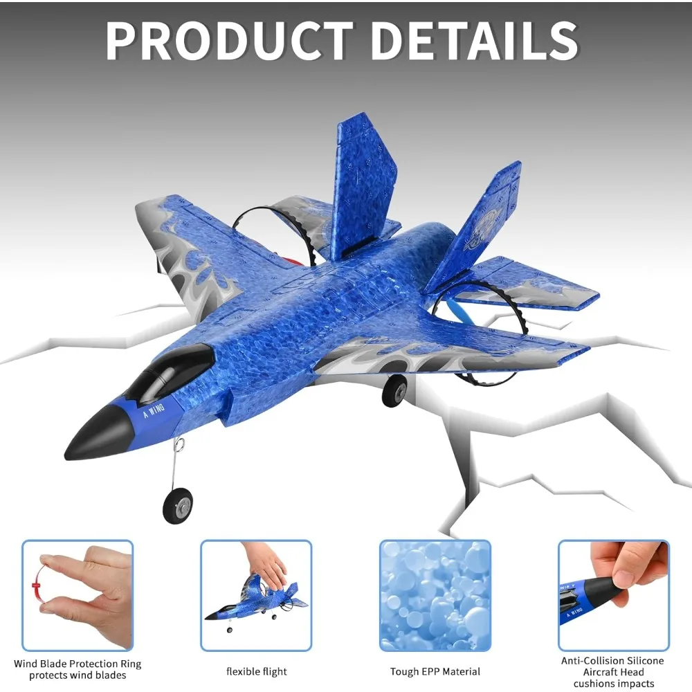 F-35 2CH Fighter RC-Flugzeug – 2,4-GHz-Fernbedienung mit 6-Achsen-Gyro und zwei Batterien für erwachsene Anfänger