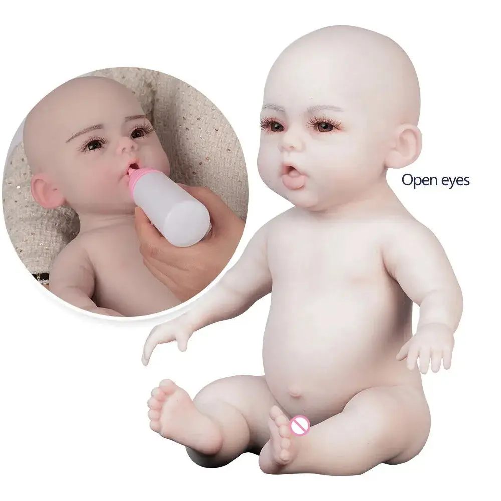 

Soft 18.5 inch 47cm Full Body Solid Silicone Reborn Doll Lifelike Newborn Boy or Girl 3kg With Bones Drinking Water Function