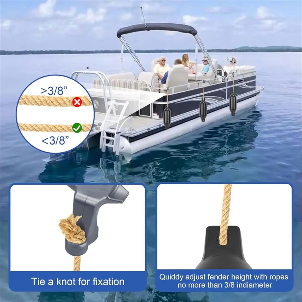 Multi-use Gear 4 Pcs Boat Clips,Pontoon Boat Clips for Square Rail,Quick Release Hangers/Adjustable Boat Bumper