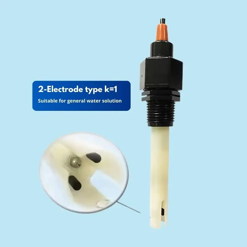 Competitive Price in Line Electrical Conductivity Probe Submersible Compact 2-Cell Plastic EC Sensor 1/2 NPT K=1 EC Controller