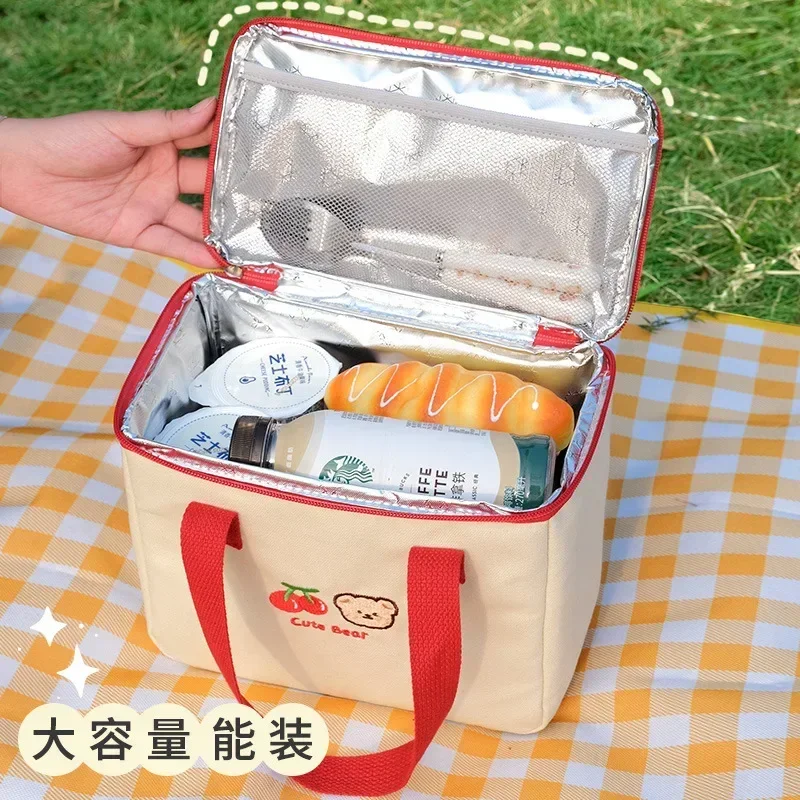 Large Capacity Working Student Thermal Bag New Cartoon Lunch Box Bag Aluminum Foil Thickened Portable Thermal Bag