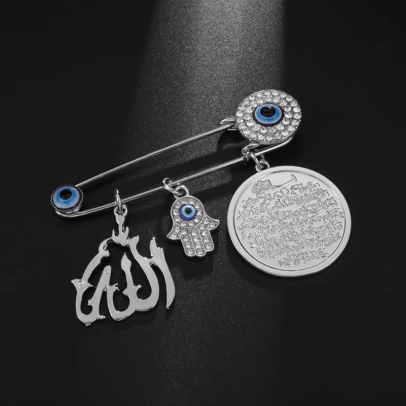 Muslim Islam Allah Hamsa Hand of Fatima Baby Pin Stainless Steel Scarf Hijab Brooch Jewelry Gift