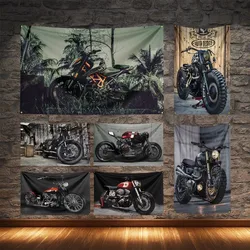 Vintage Classic Motorcycles Flag Polyester Digital Printing Moto Banner For Decoration