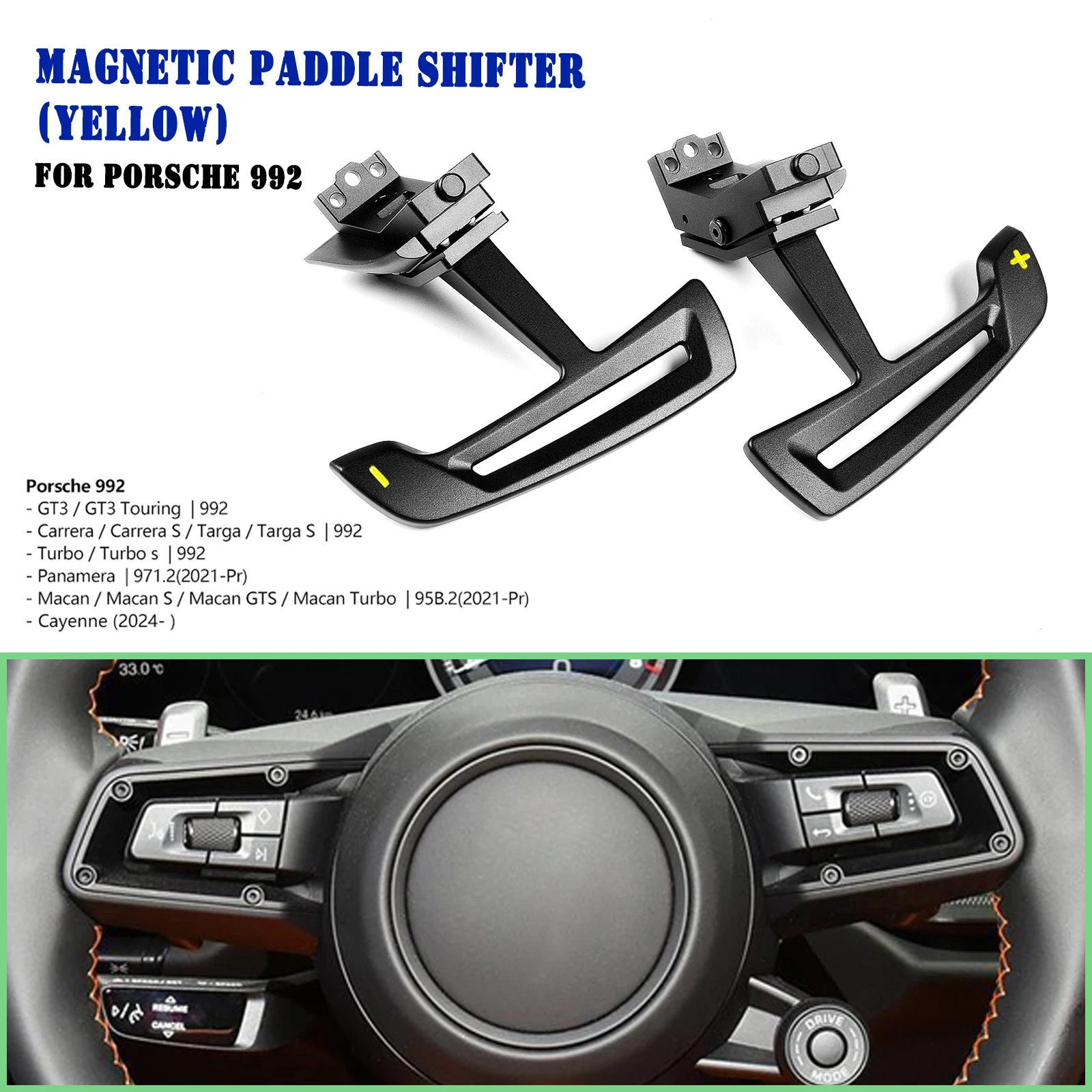 For Porsche 992 GT3 GT3 Carrera Panamera Macan Cayenne Interior Steering Magnetic Paddle Shifter Pad