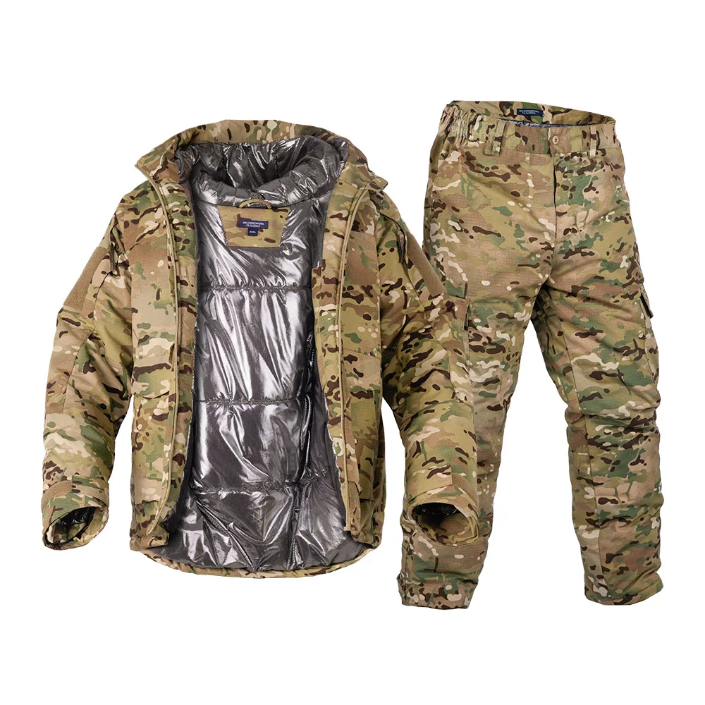 

Mens Heat Reflection Camouflage Tactical Jacket Cold Zone Winter Padded Cotton Coat Outdoor Warm Windproof Durable