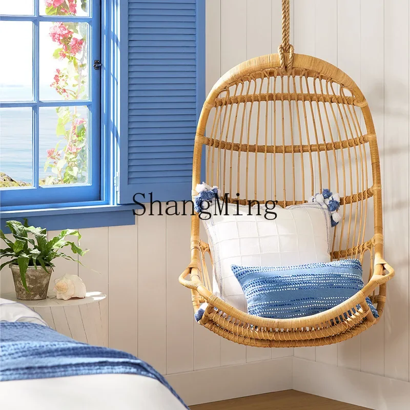 FG Premium Exquisite Hanging Rocking Chair Hanging Chair Swing Indoor Rattan Retro Handmade Hanging Basket Home Balcony