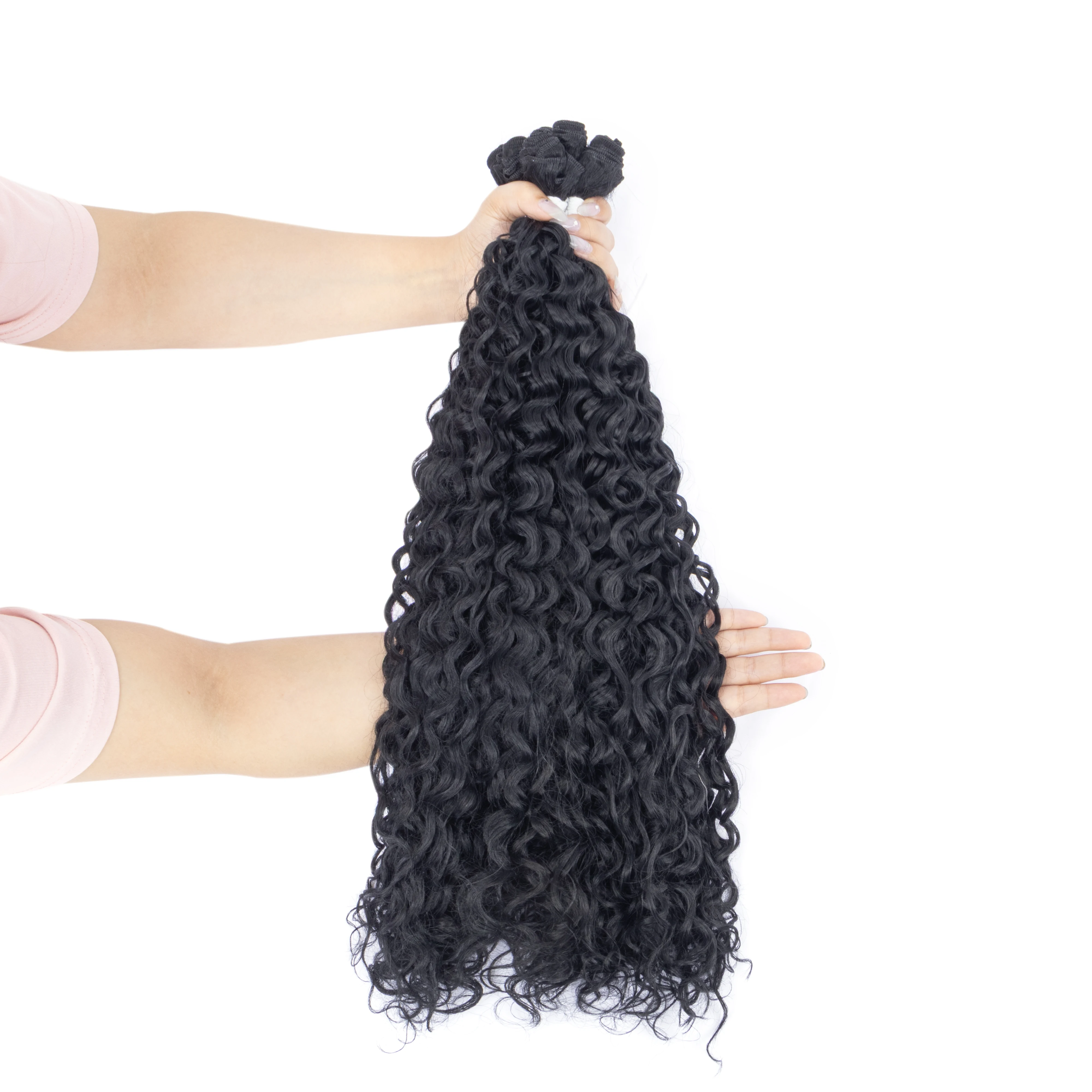 28Inch 320G Synthetic Kinky Curly Hair Bundles Ombre Multiple Colors Heat Resistant Weave Hair Extensions Women Sew In Fake Hair