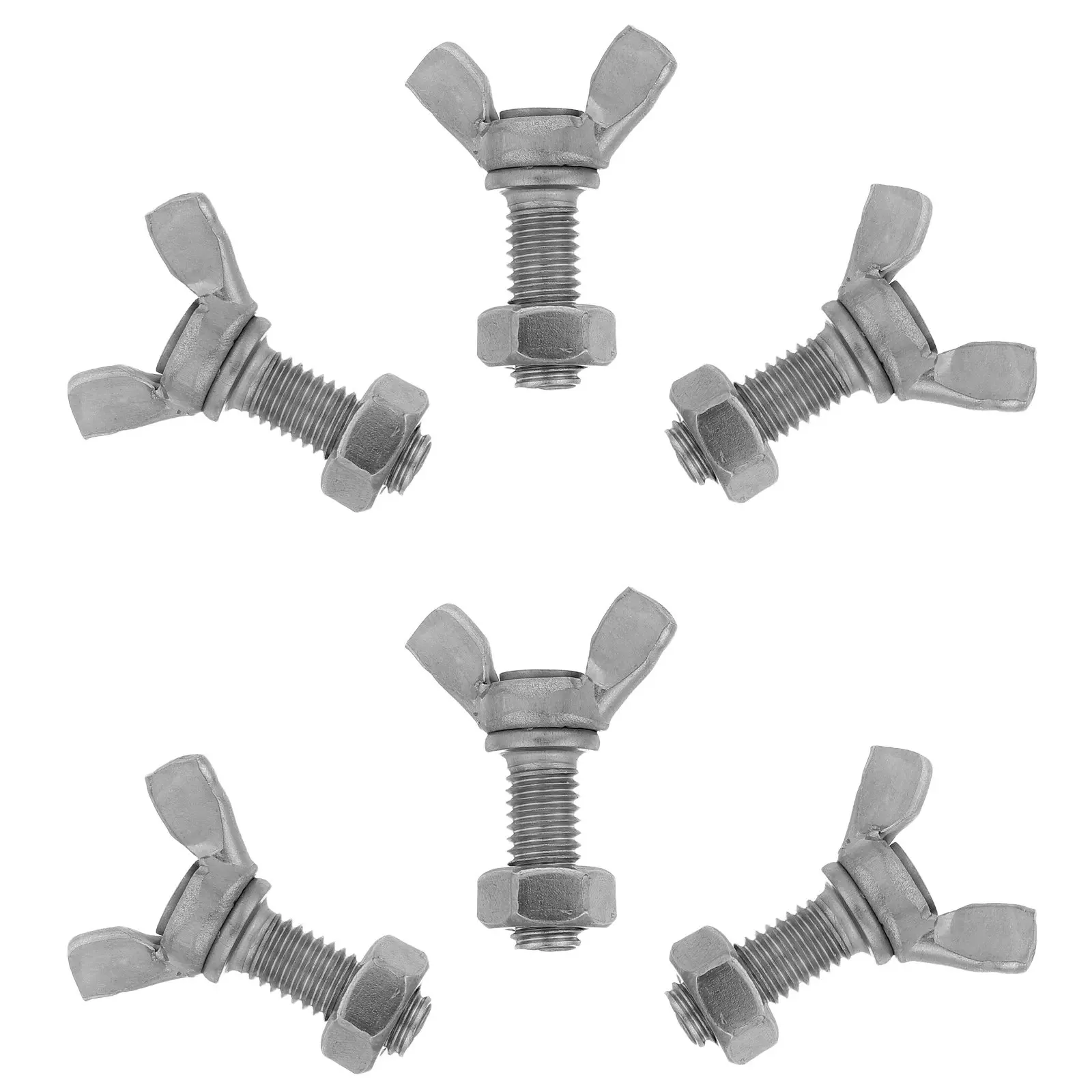 6Sets Butterfly Screw Bolts Set M8x20mm Stainless Nuts Thumb Hand Tighten Screws DIY Furniture Assembly Jig Fixtures