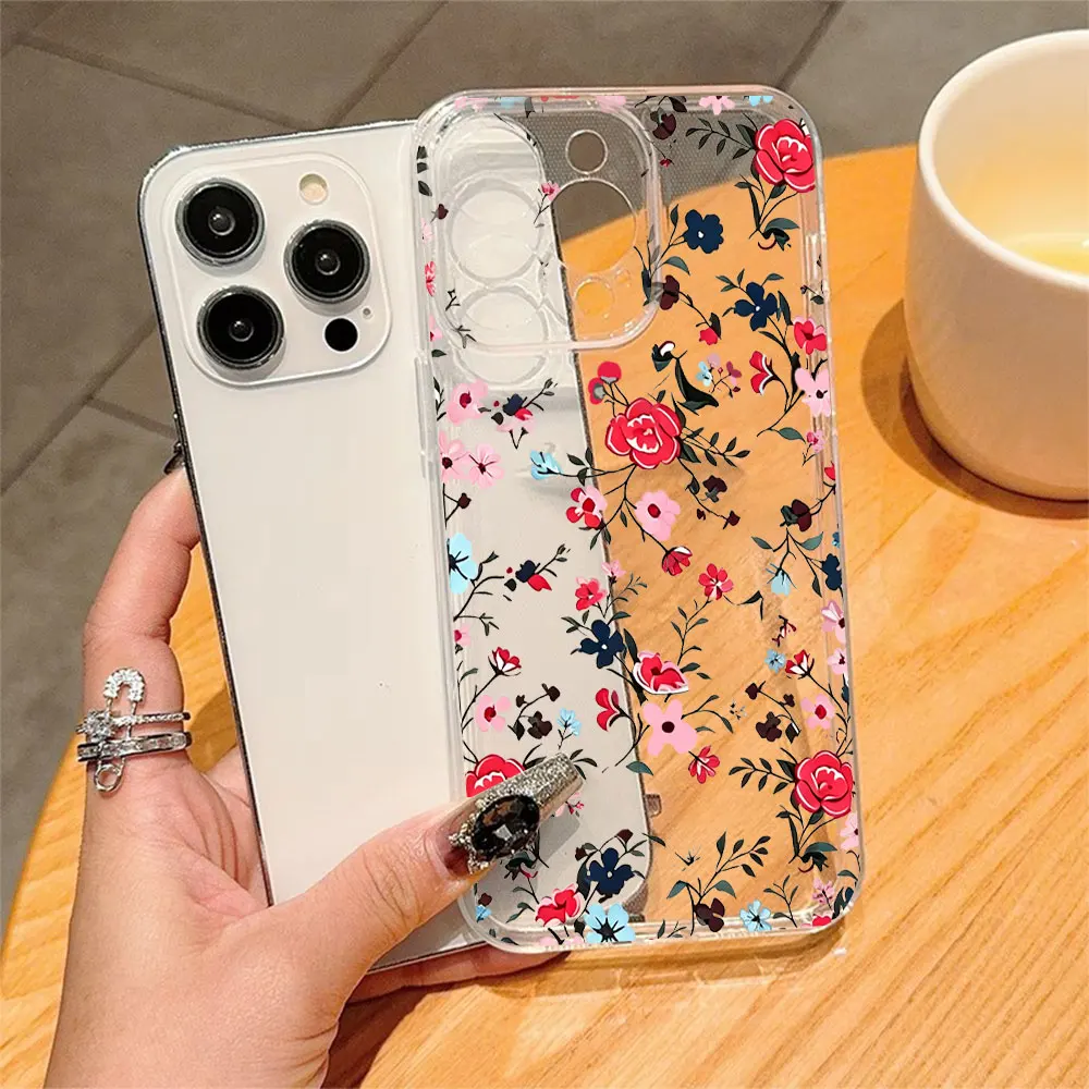 Flowers Plants Clear Phone Case For iPhone 17 16 15 14 13 12 11 Pro Xs Max Mini 8 7 6 6s Plus 16e 17e Air X XR Anti-Drop Cover view 2