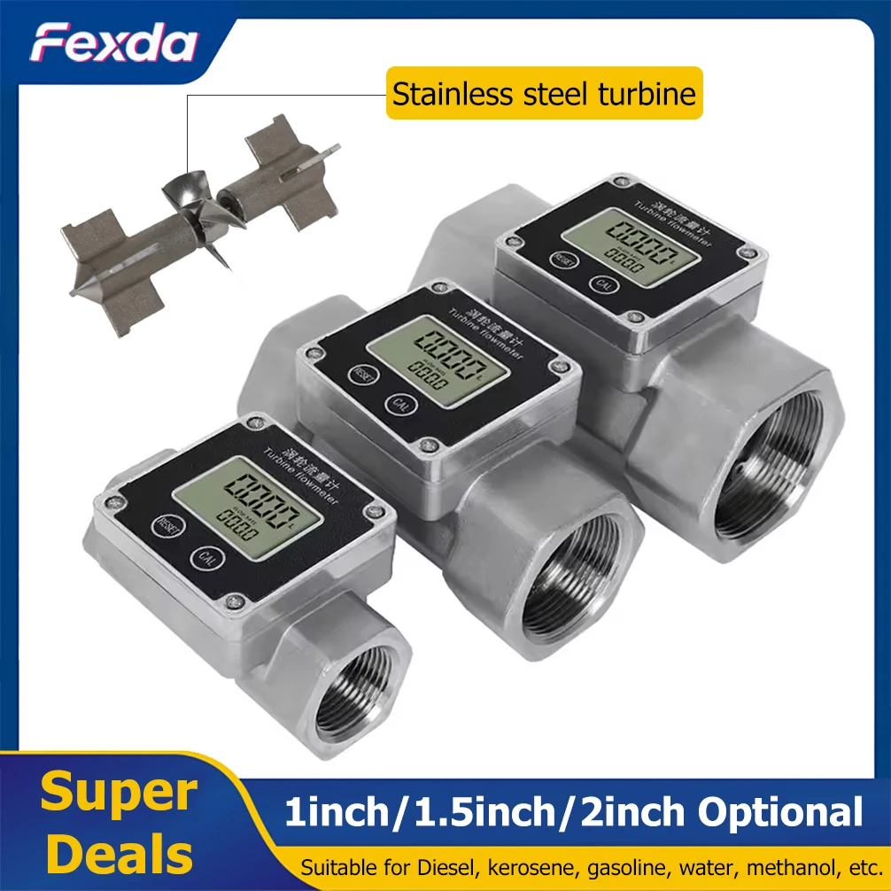 Electronic Turbine Flow Meter Stainless Steel Turbine Flowmeter High Accuracy Digital Liquid Flow Meter for Petrol Fuel Methanol