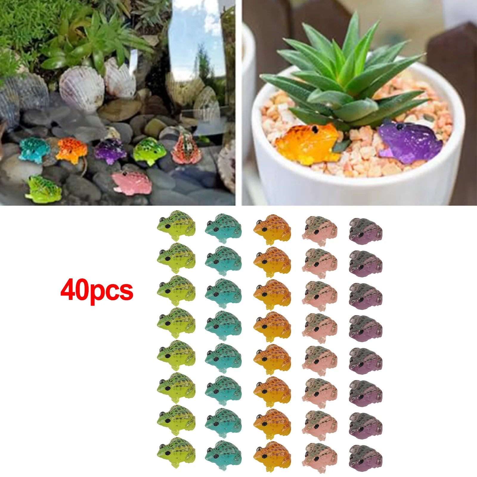 40PCS Resin Frog Figurines with Nighttime Glow Effect for Miniature Diorama Crafting Aquarium Styling and Office Desk Decor
