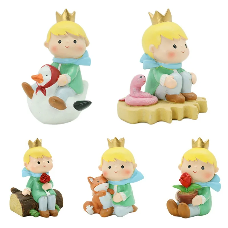 Resin Little Boys Princes Miniatures Figurine Cake Topper Fairy Cartoon Decoration Figures Miniatures Ornament Gift Home Decor